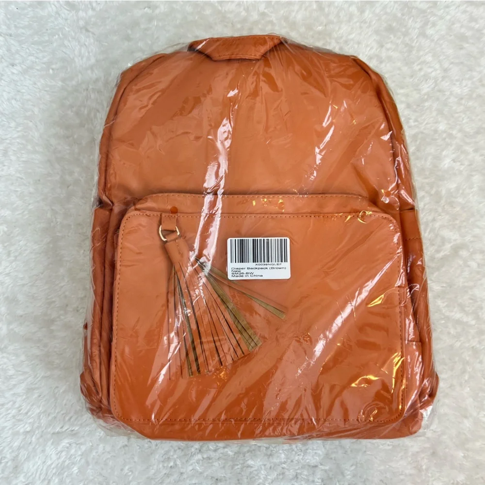 Minsong vegan leather diaper bag backpack